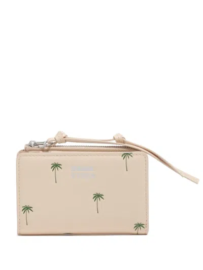 Bimba Y Lola Palms Zip Leather Wallet In Neutral