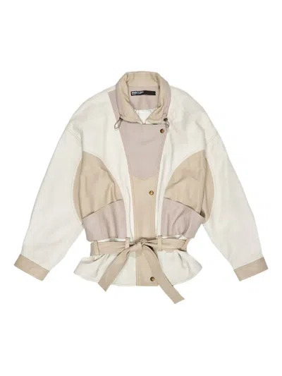 Bimba Y Lola Panelled Leather Jacket In Neutral