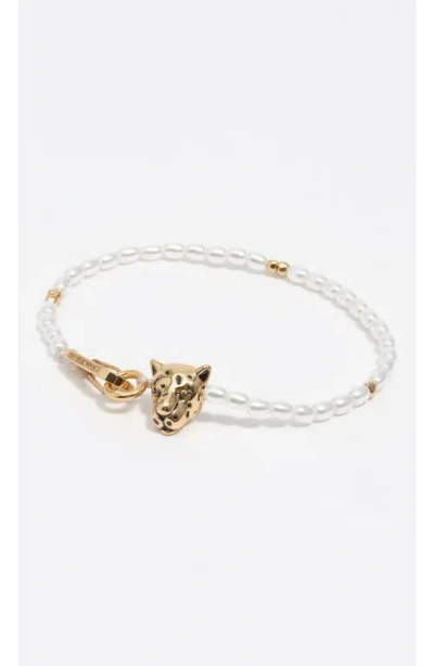 Bimba Y Lola Panther Pearls Bracelet In White