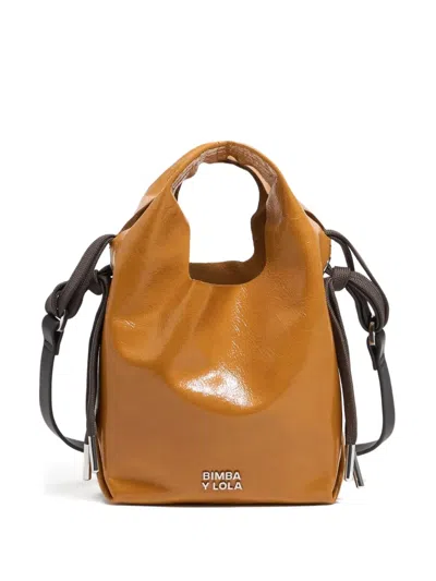 Bimba Y Lola Paper Leather Mini Tote Bag In Brown
