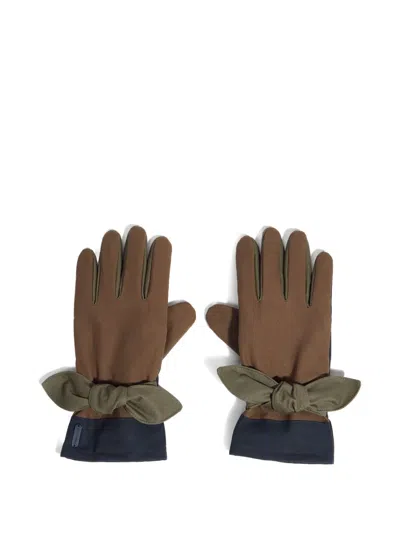 Bimba Y Lola Patchwork Bow Gloves In Brown