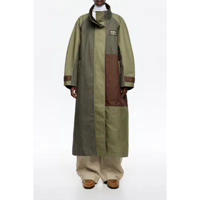 Bimba Y Lola Patchwork Maxi Trench In Green