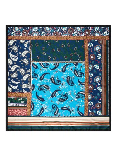 Bimba Y Lola Patchwork Paisley-print Scarf In Blue