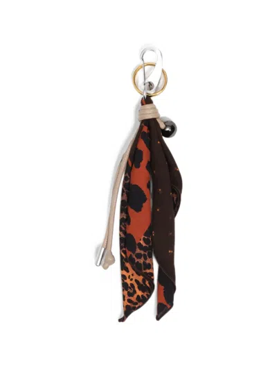 Bimba Y Lola Patchwork Scarf Key Ring In Brown