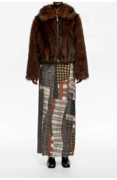 Bimba Y Lola Patchwork Straight Midi Skirt In Multi