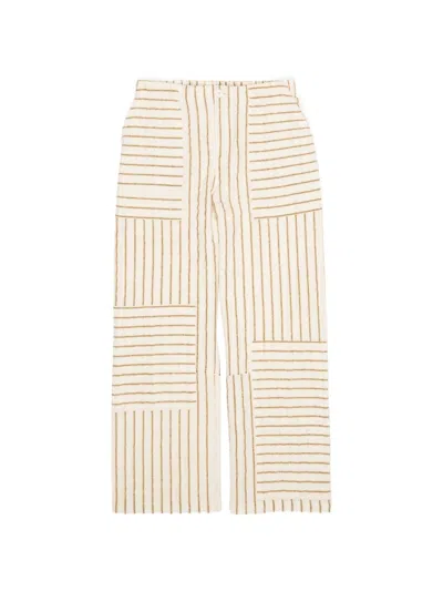 Bimba Y Lola Patchwork Striped Trousers In White