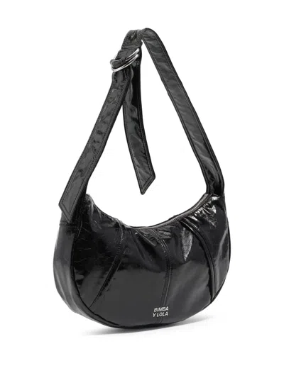 Bimba Y Lola Patent-finish Shoulder Bag In Black