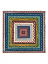 Bimba Y Lola Patterned-border Square Scarf In Blue