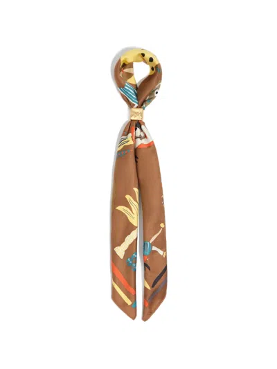Bimba Y Lola Patterned Scarf In Brown