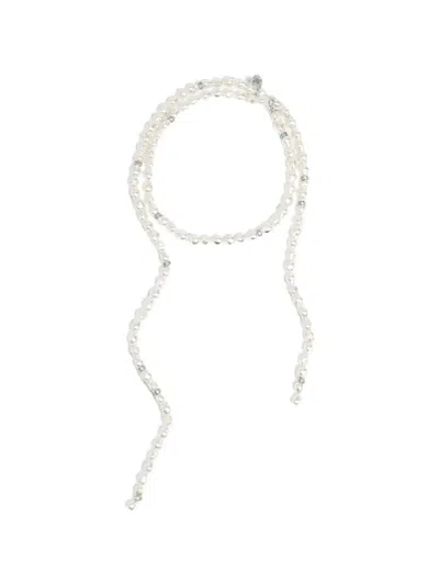 Bimba Y Lola Pearl And Crystal Silver-tone Necklace In Metallic