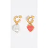Bimba Y Lola Pearl Heart Hoop Earrings In Multi