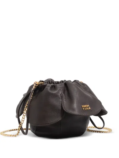 Bimba Y Lola Pétalo Leather Bucket Bag In Black