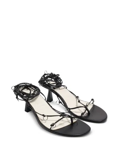 Bimba Y Lola Piercing-embellished Lace-up Heeled Sandals In Black