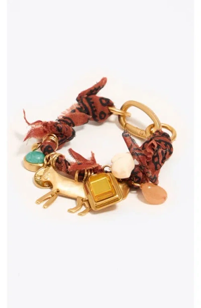 BIMBA Y LOLA BIMBA Y LOLA PLAITED FABRIC BRACELET WITH METAL PIECES