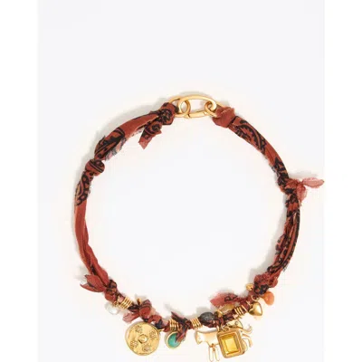 BIMBA Y LOLA BIMBA Y LOLA PLAITED FABRIC NECKLACE WITH METAL MOTIFS