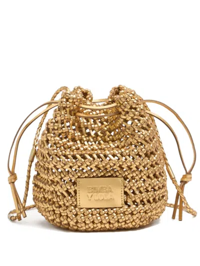 Bimba Y Lola Plaited Leather Bucket Bag In Gold