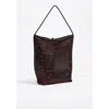 Bimba Y Lola Open-work Crochet Shoulder Bag In Brown