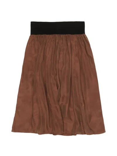 Bimba Y Lola Plated Midi Skirt In Brown