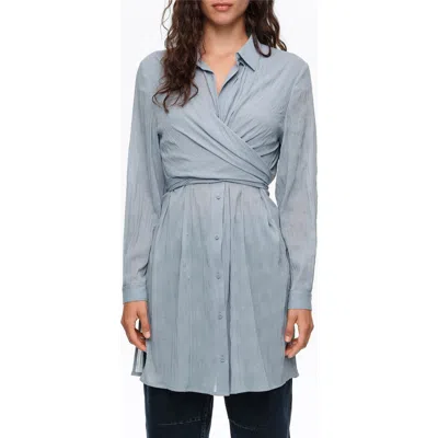 Bimba Y Lola Pleated Long Shirt In Light Blue