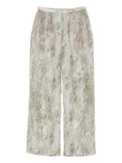 Bimba Y Lola Pleated Snake-print Palazzo Pants In Neutral