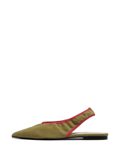Bimba Y Lola Pointed Leather Flat Pumps In Neutral