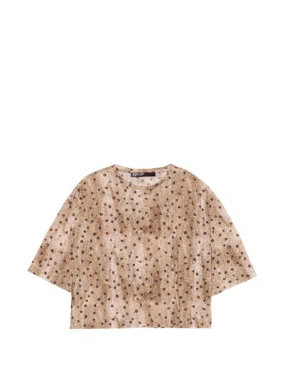 Bimba Y Lola Polka-dot T-shirt In Brown