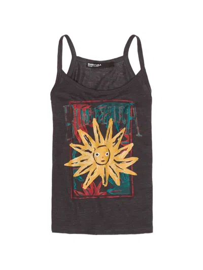 Bimba Y Lola Positional Sun Anthracite Linen Top In Multi
