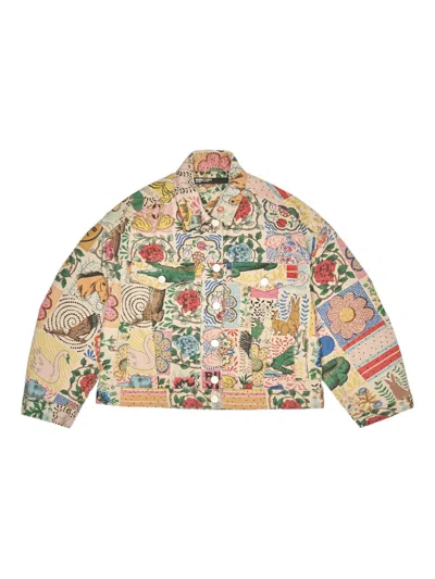 Bimba Y Lola Printed Denim Jacket In Multi