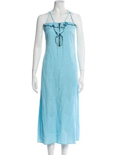 Pre-owned Bimba Y Lola Printed Long Dress In Blue