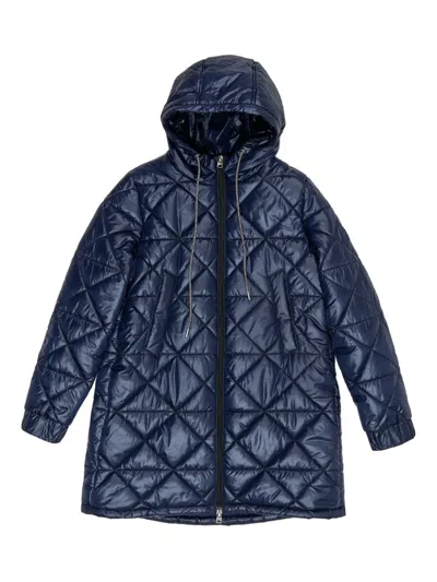 Bimba Y Lola Quilted Hooded Coat In Blue