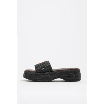 Bimba Y Lola Raffia Platform Sandals In Black