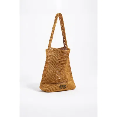 Bimba Y Lola Large Gold Shoulder Bag In Brown