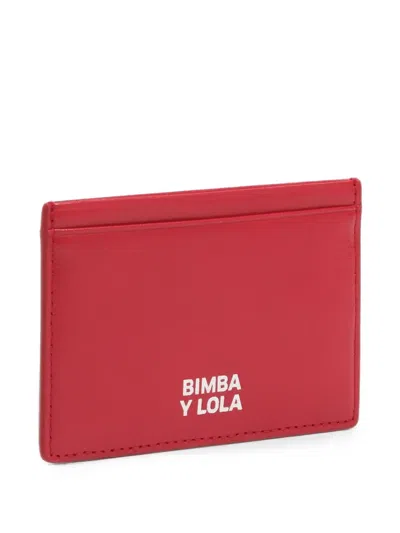 Bimba Y Lola Red Leather Card Holder In Purple