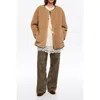 Bimba Y Lola Reversible Fur Coat With Crew Neckline In Brown