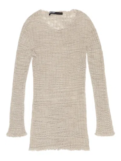 Bimba Y Lola Ribbed-knit Minidress In Neutral