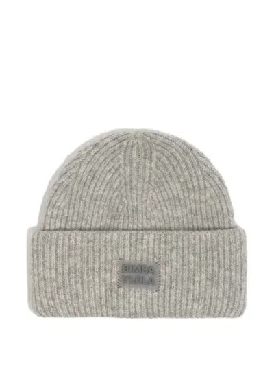 Bimba Y Lola Ribbed Patch Hat In Gray