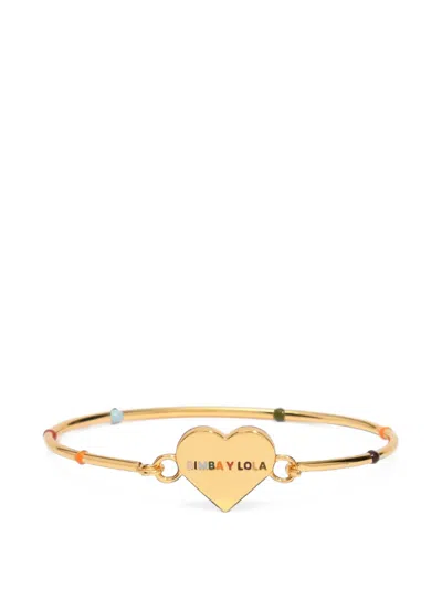 Bimba Y Lola Rigid Bracelet With Heart-logo And Multicolor Design In Gold