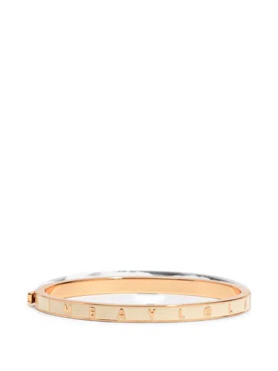 Bimba Y Lola Rigid Ivory Logo Bracelet In Gold