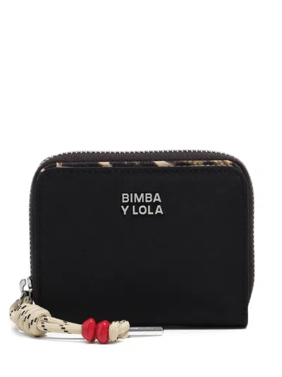 Bimba Y Lola Rope Detail Printed Wallet In Black