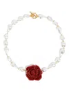 Bimba Y Lola Rose Pearl Necklace In White