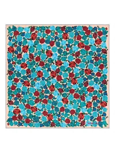 Bimba Y Lola Rose-print Scarf In Blue