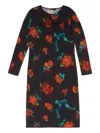 Bimba Y Lola Ruched Floral-pattern Midi Dress In Black