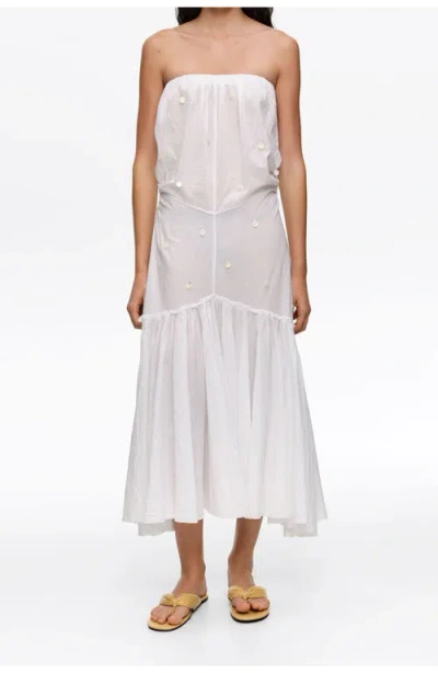 Bimba Y Lola Ruched Strapless Dress In White