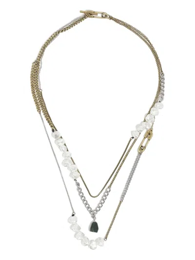 Bimba Y Lola Safety Pin Chain Necklace In Silver