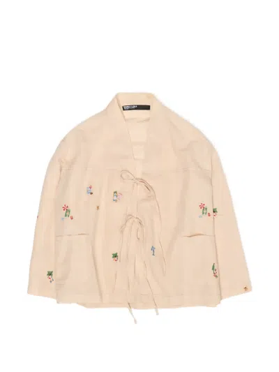 Bimba Y Lola Sand Mini Embroidered Kimono Jacket In Pink
