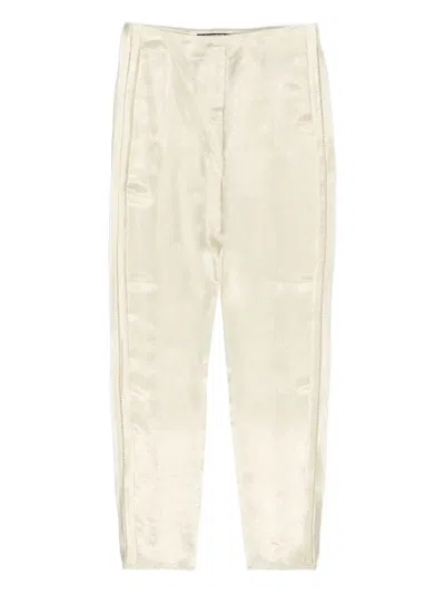 Bimba Y Lola Satin Side-stripes Straight Trousers In Neutral