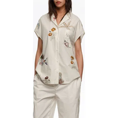 Bimba Y Lola Seabed Cotton Cape Shirt In White