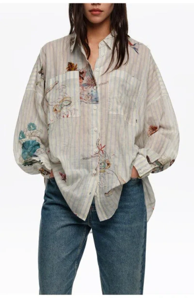 Bimba Y Lola Seabed Cotton Oversize Shirt In Gray