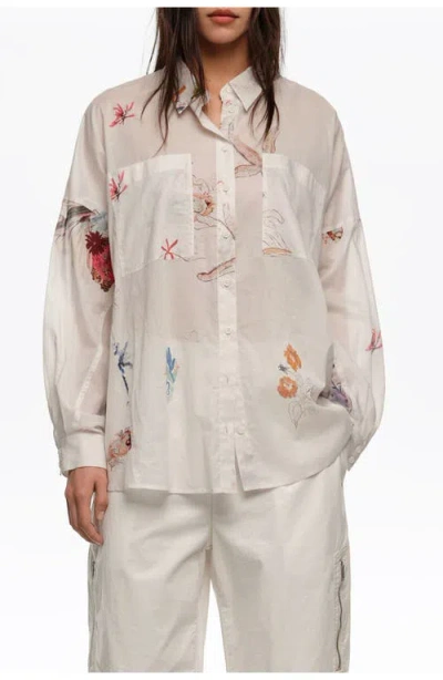 Bimba Y Lola Seabed Cotton Oversize Shirt In White