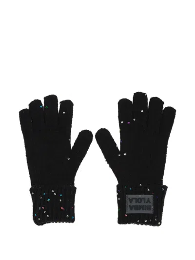 Bimba Y Lola Sequin Gloves In Black